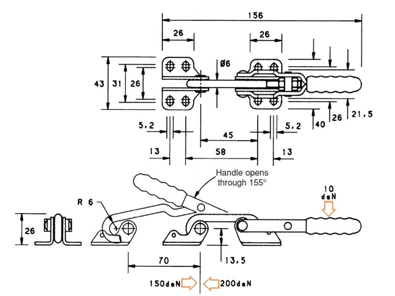 LH200 Hook Clamps Toggle Hook Clamps Manual Toggle Clamps